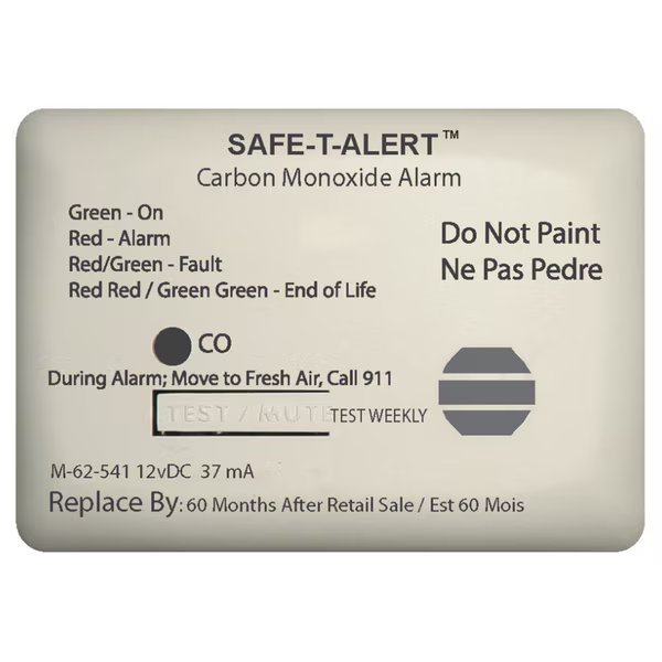 62 Series Carbon Monoxide Alarm-12V-62-541-Marine Surface Mount-White, Safe-T-Alert, Mfr#: 62-541-MARINE